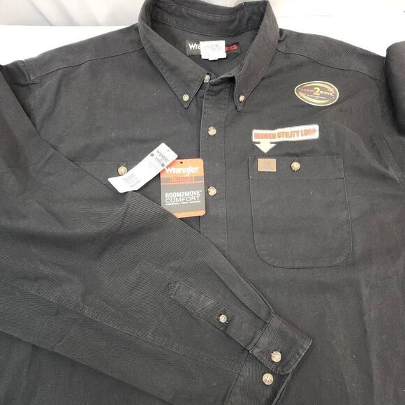 Wrangler® RIGGS Size 3XT Workwear® Long Sleeve Button Down Solid Twill Work Shir - Picture 8 of 10